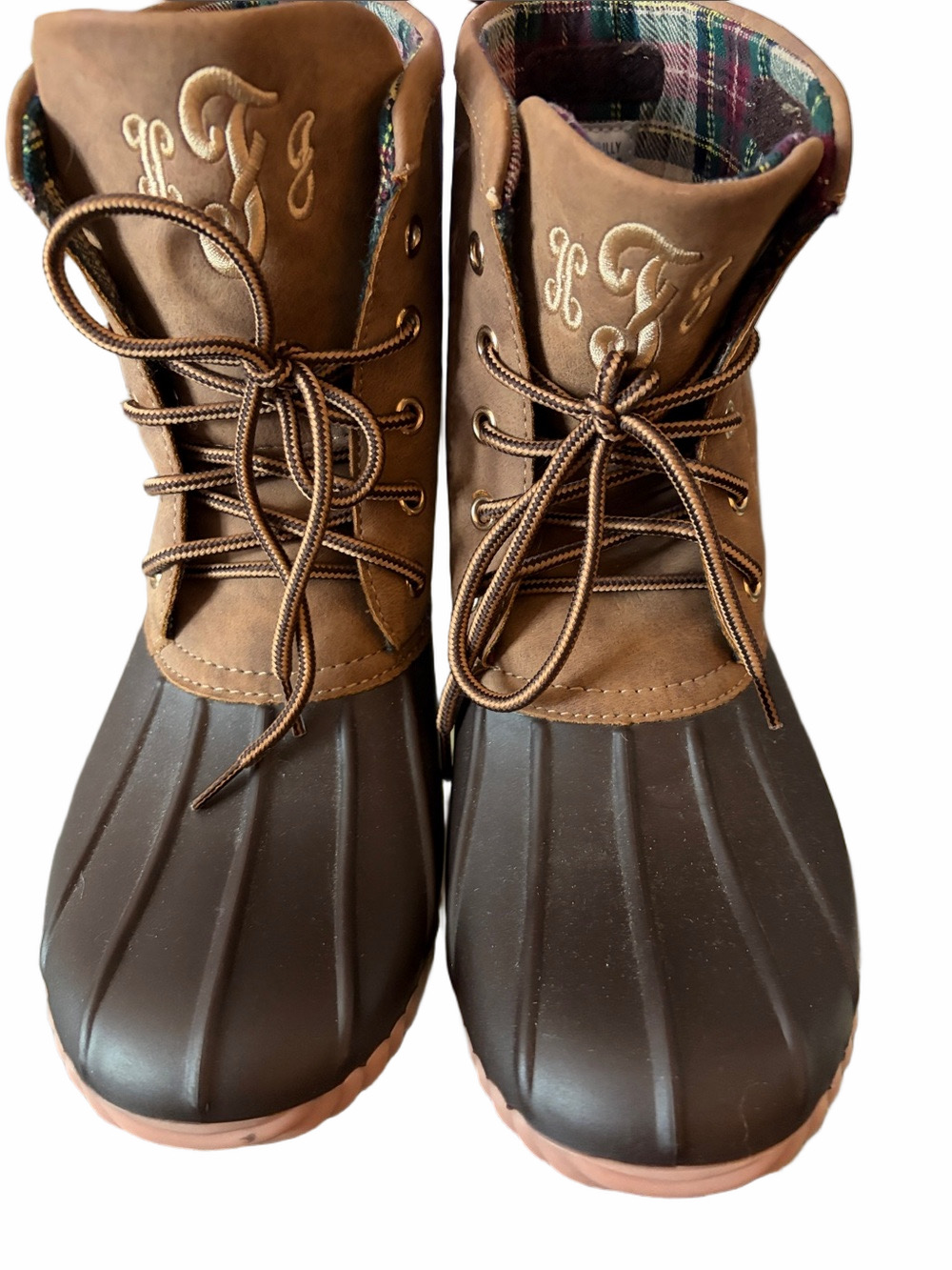 Duck Boots classic embroidered monogrammed HFP Marleylilly women’s size 6.